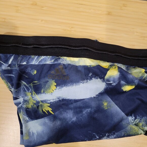 Adidas Slightly-cropped Soft Leggings with Drawstring, in Blue and Yellow floral - Picture 4 of 5